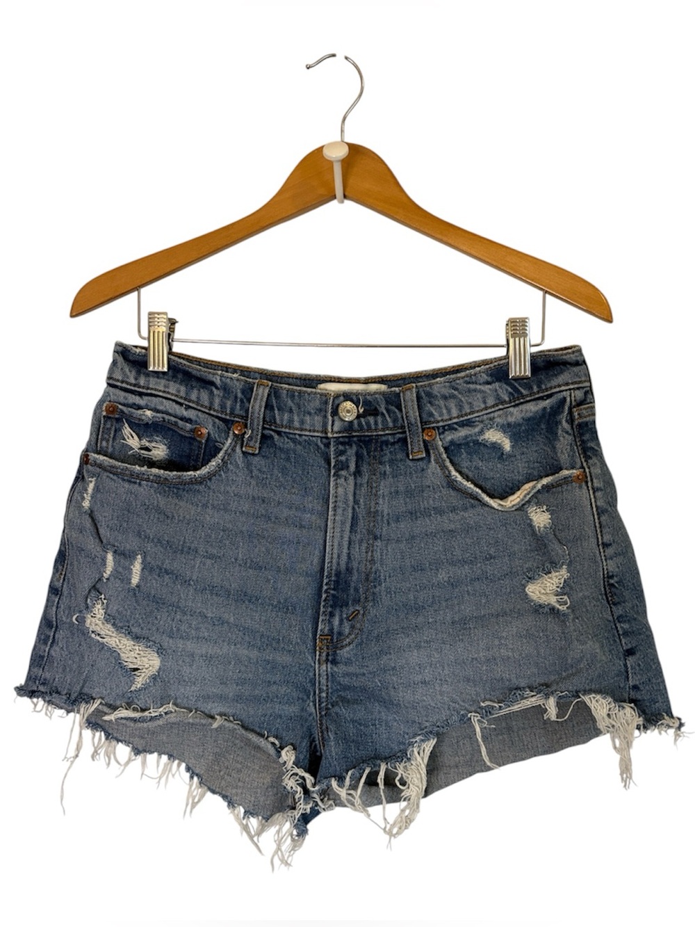 Abercrombie & Fitch The Mom Short High Rise Denim Jean Shorts Curve Love Size 30